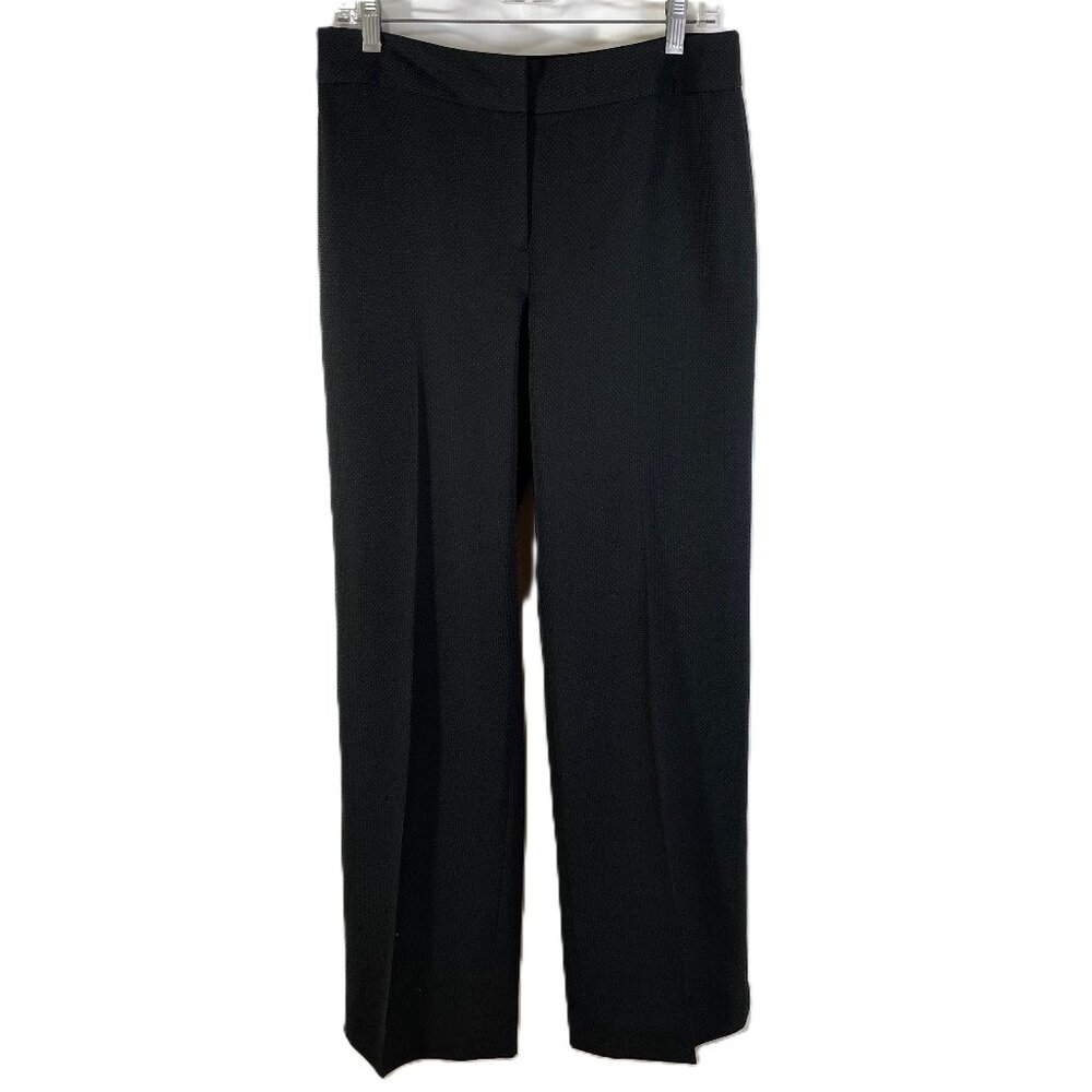 LOFT Laura Fit Trousers Dress Pants Black Wide Leg Flowy Lined Size 8